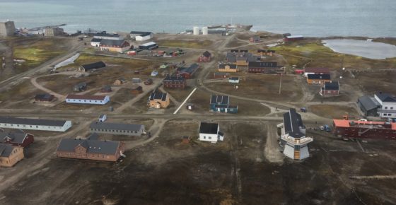 Aerial shot of Ny-Ålesund, Svalbard